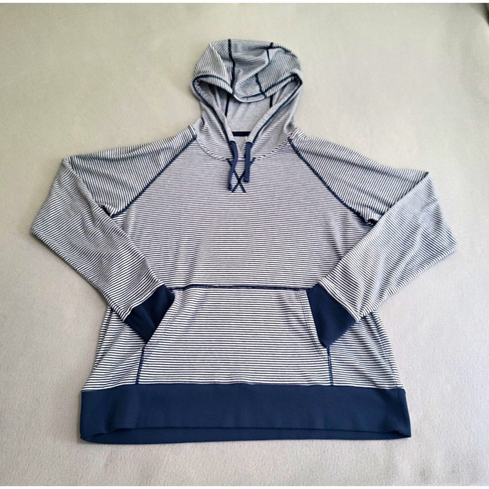 KÜHL Stria Hooded Striped Pullover Knit Hoodie Long Sleeve Pockets Women's L